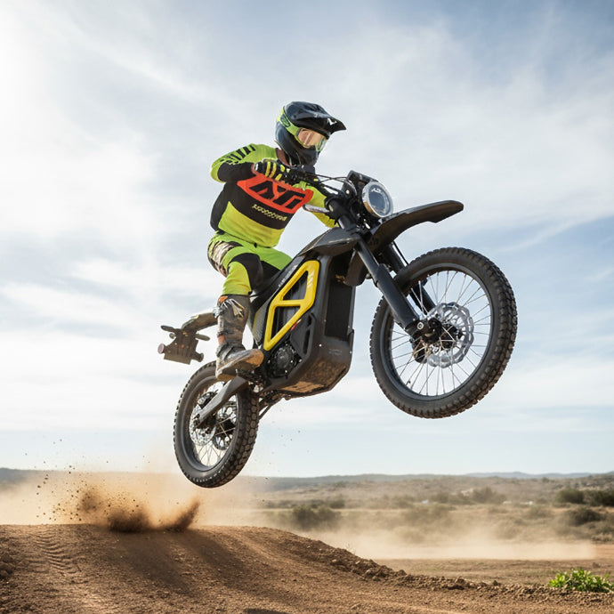 Niu elektrische dirtbike springt